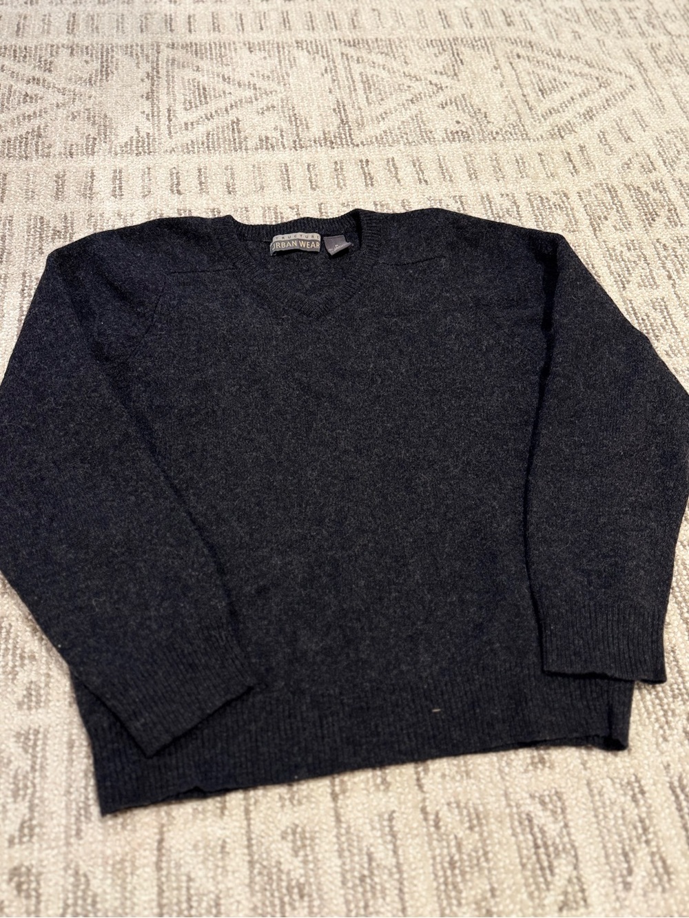 Women’s Dark Charcoal V-Neck Sweater 100% Lambswool